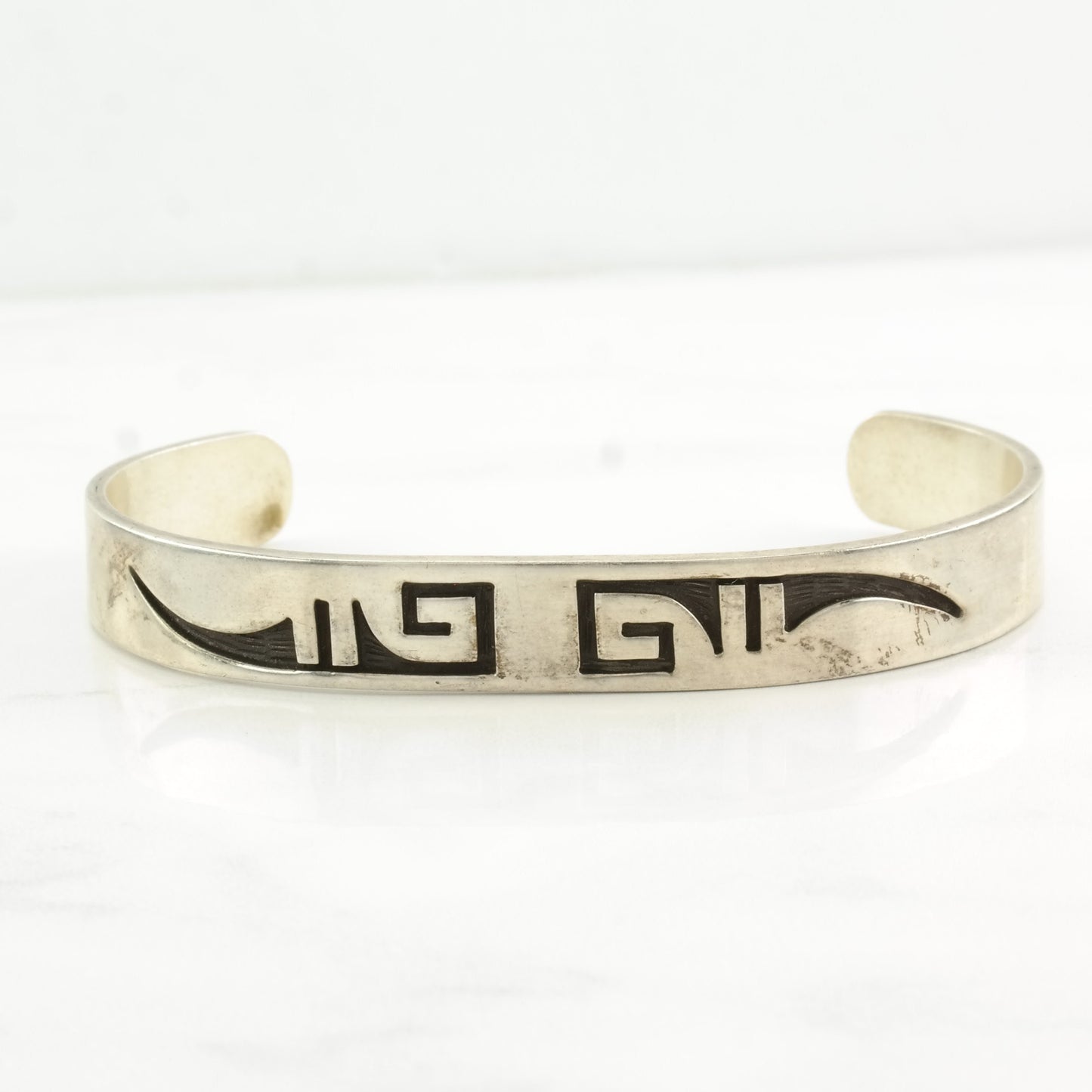 Hopi Sterling Silver Overlay Cuff Bracelet, Willie Archie Talahaftewa, Shades of the West