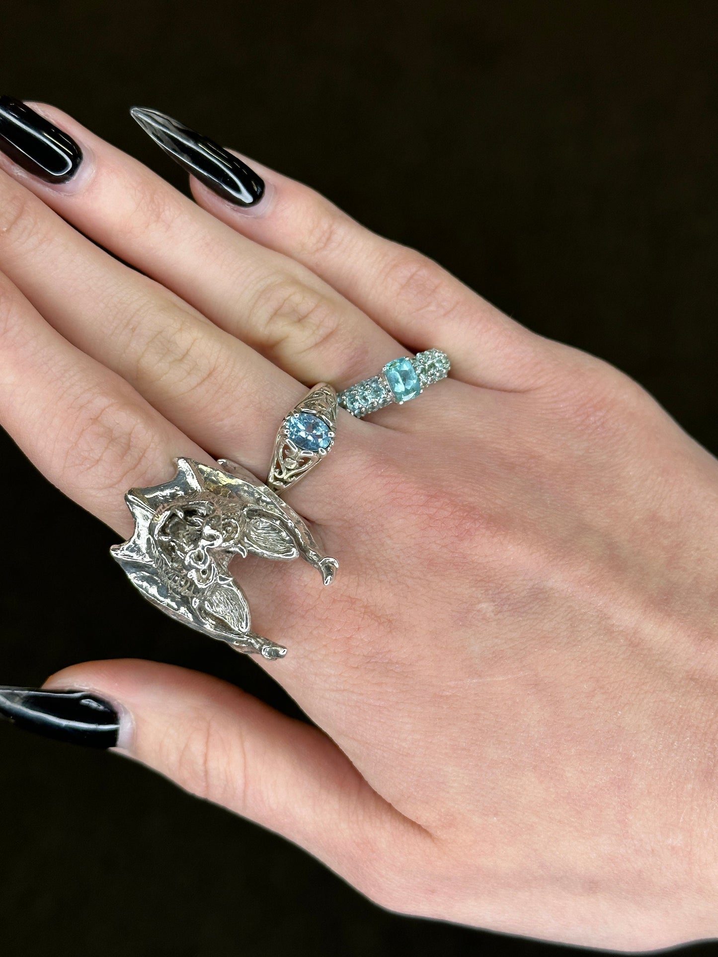 Vintage STS Silver Ring CZ Size 7