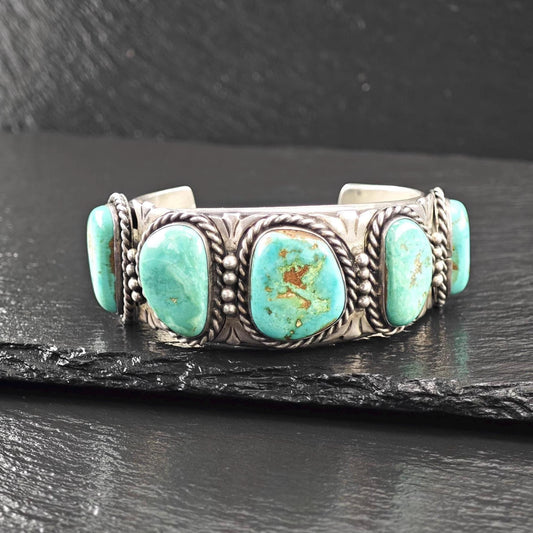 Heavy Native American, Royston Cuff Bracelet Sterling Silver