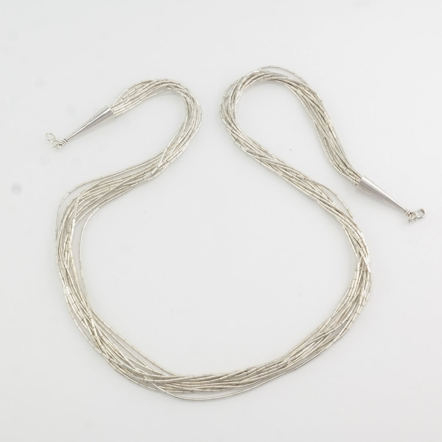 10 Strand Liquid Silver Necklace Vintage Southwest Sterling Silver