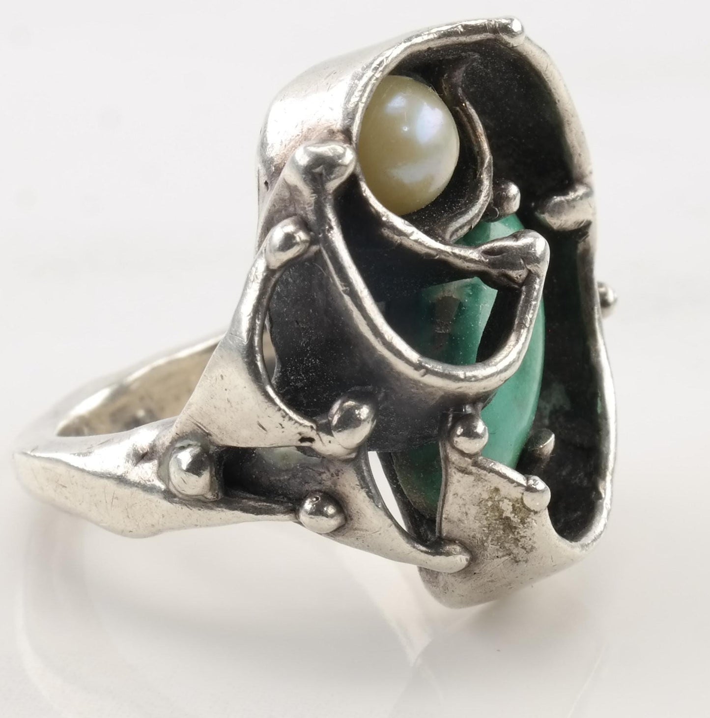 Vintage Sterling Silver Ring Turquoise Size 4 1/2