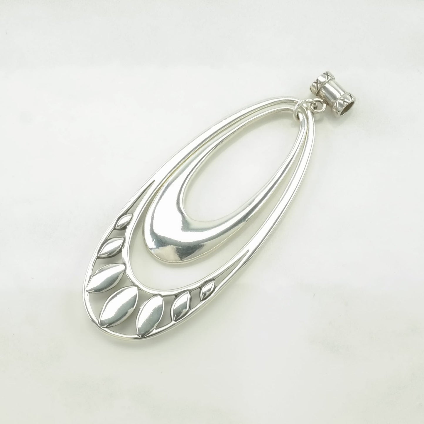 Vintage Carolyn Pollack MOP Floral Scroll Sterling Silver Pendant