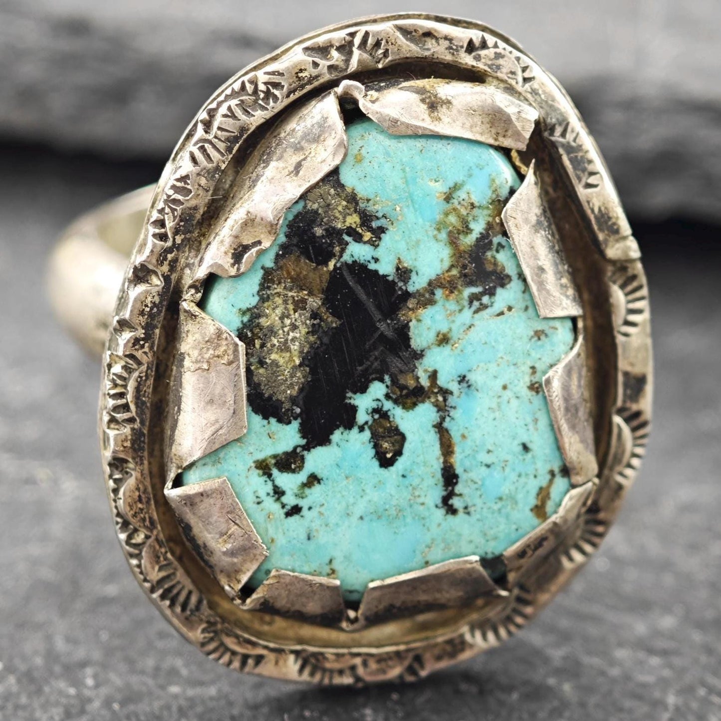 Turquoise Sterling Silver Ring Blue Size 12