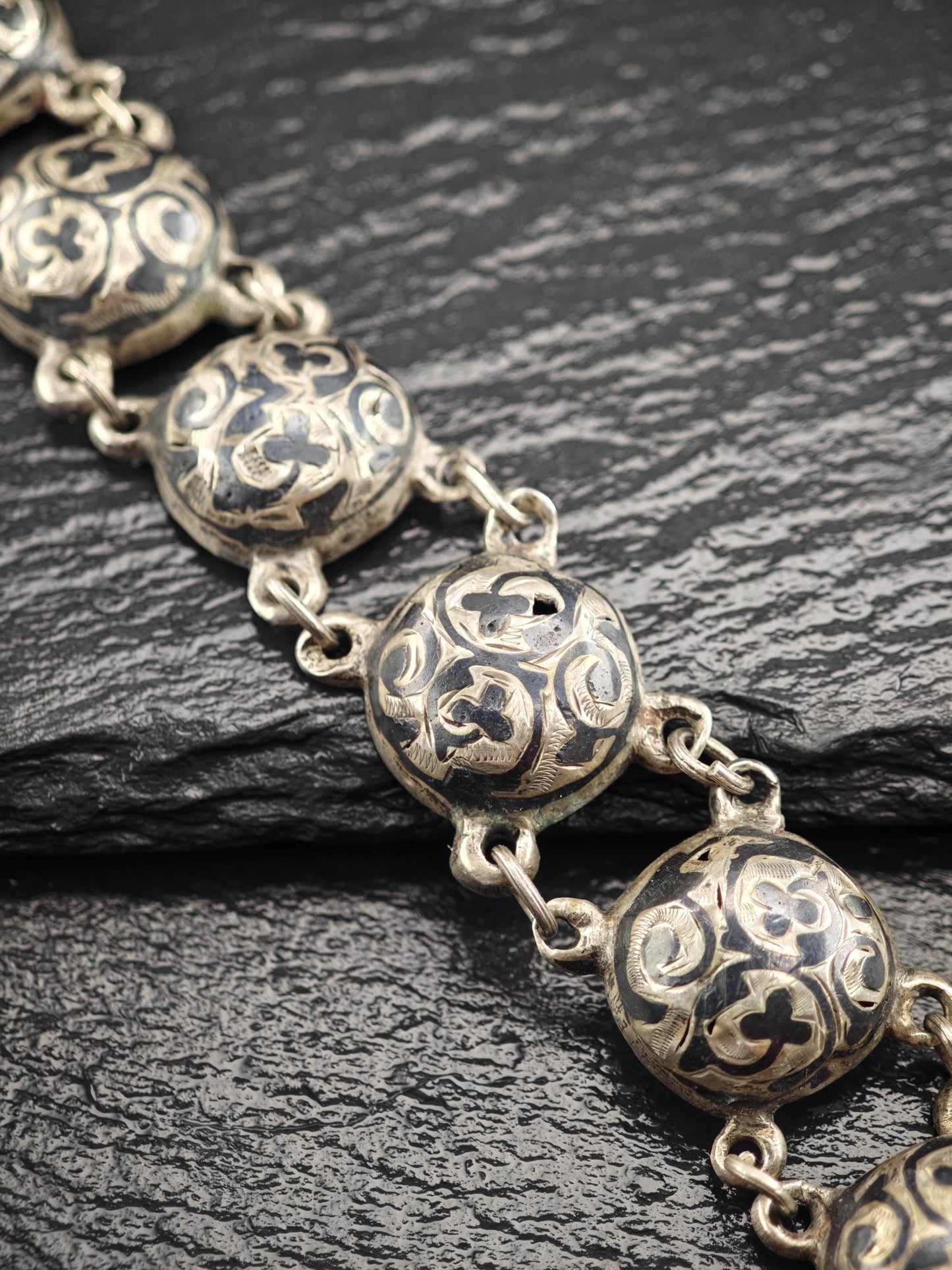 Tsar Alexander Russian 84, Niello Bracelet Sterling Silver