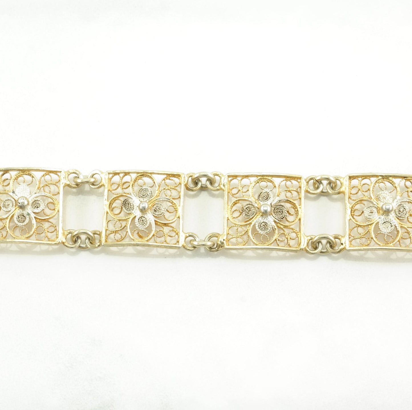 Choice of Vintage Sterling Silver Filigree Link Bracelet Filigree