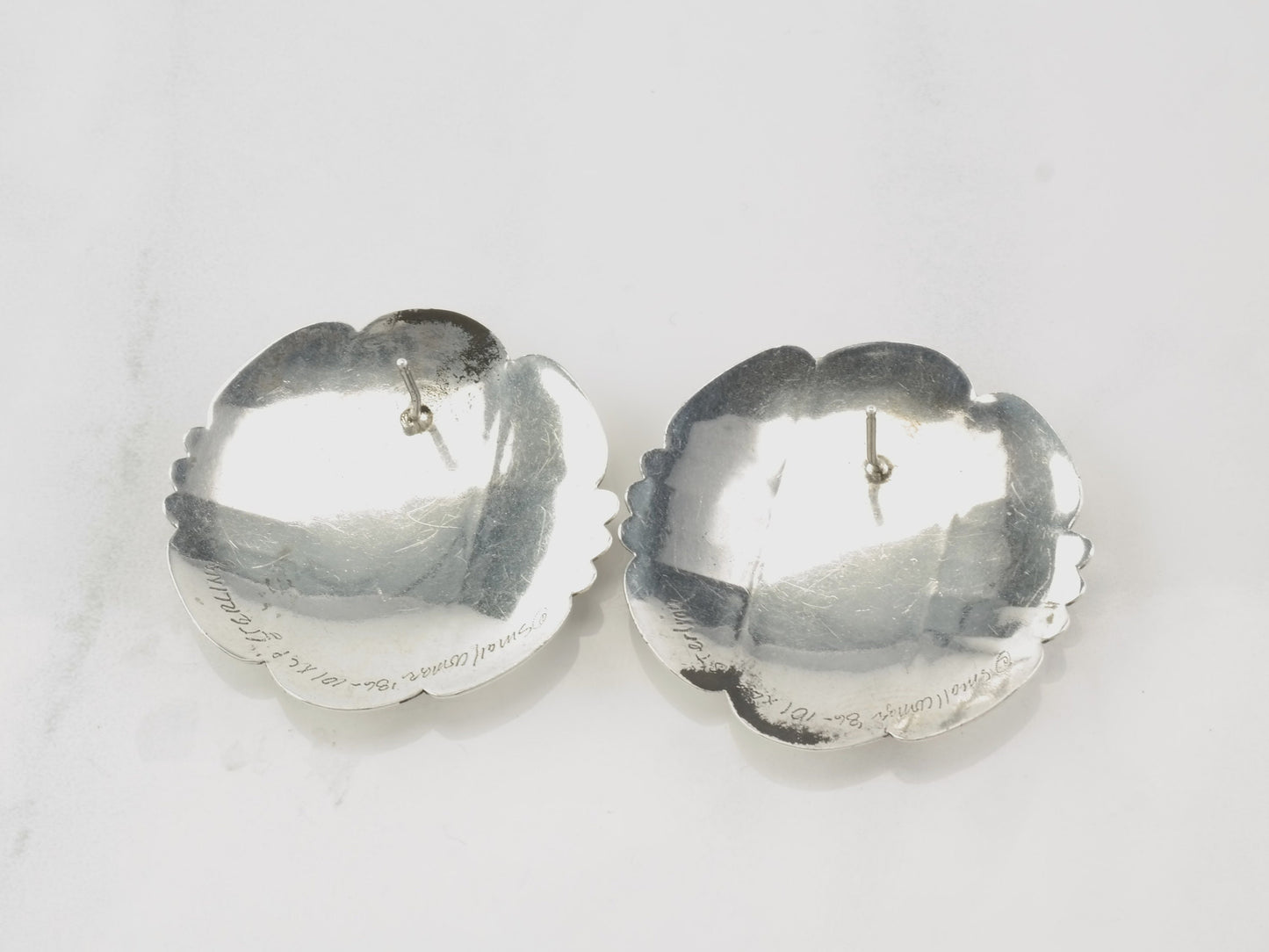 Native American Sterling Silver Shield Earrings Stud