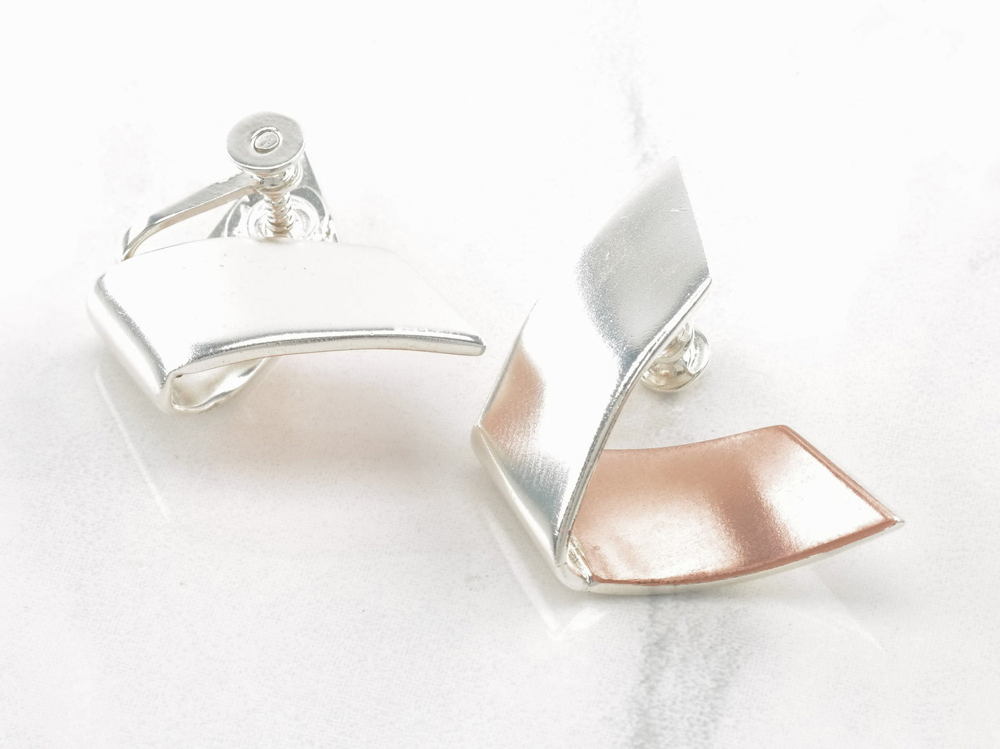 Antonio Pineda Sterling Silver Copper Earrings Screwback