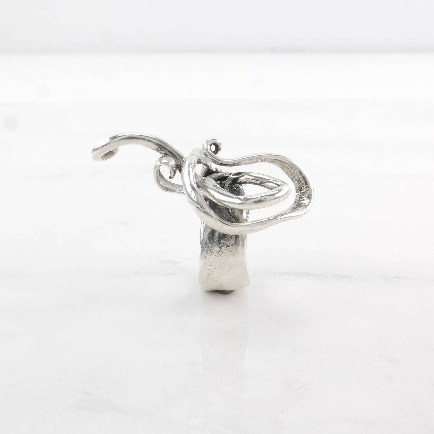 Vintage Modernist Sterling Silver Ring, Abstract Size 4 1/4