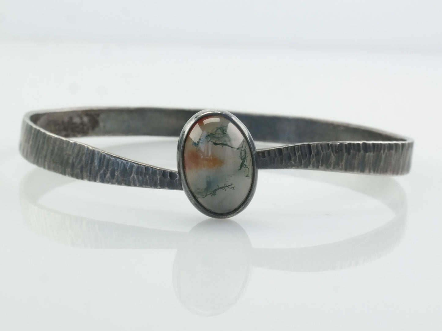 Sterling Silver Cuff Bracelet Moss Agate
