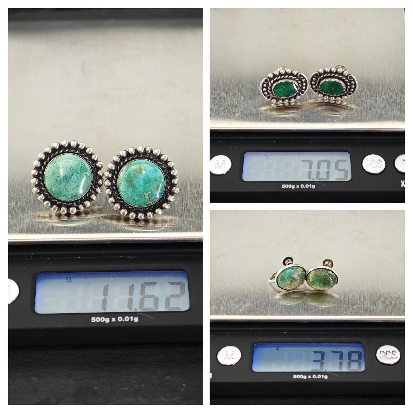 Choice of Vintage Native American Sterling Silver Screw Back Earrings