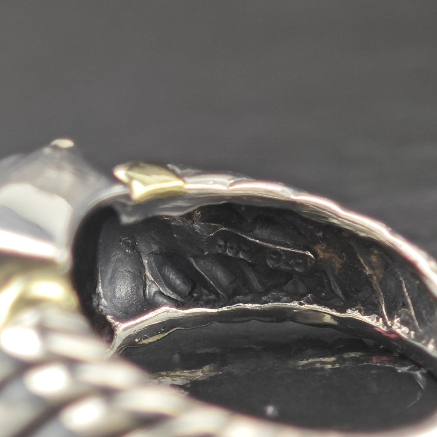 David Yurman Garnet 14K Gold Accent Ring Sterling Silver