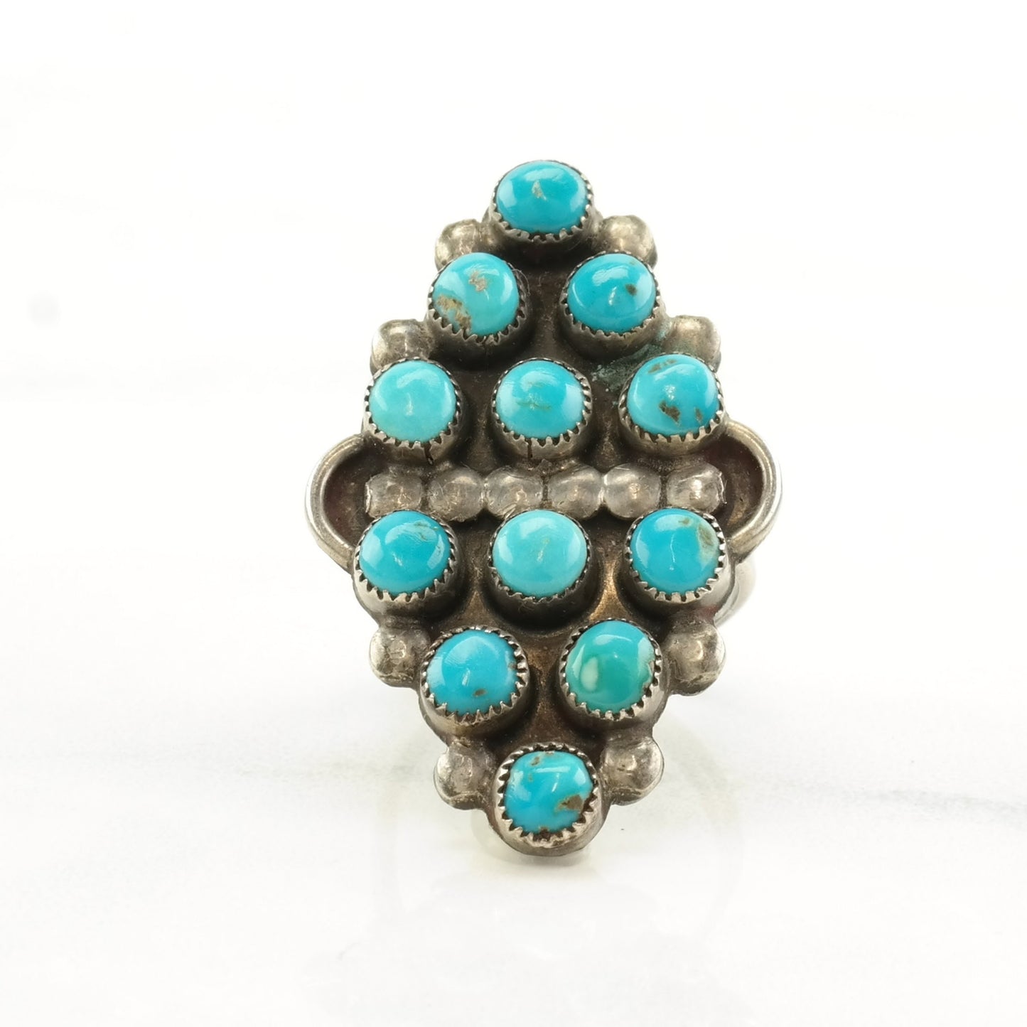 Vintage Native American Silver Ring Turquoise Snake Eye Sterling Size 4 1/4