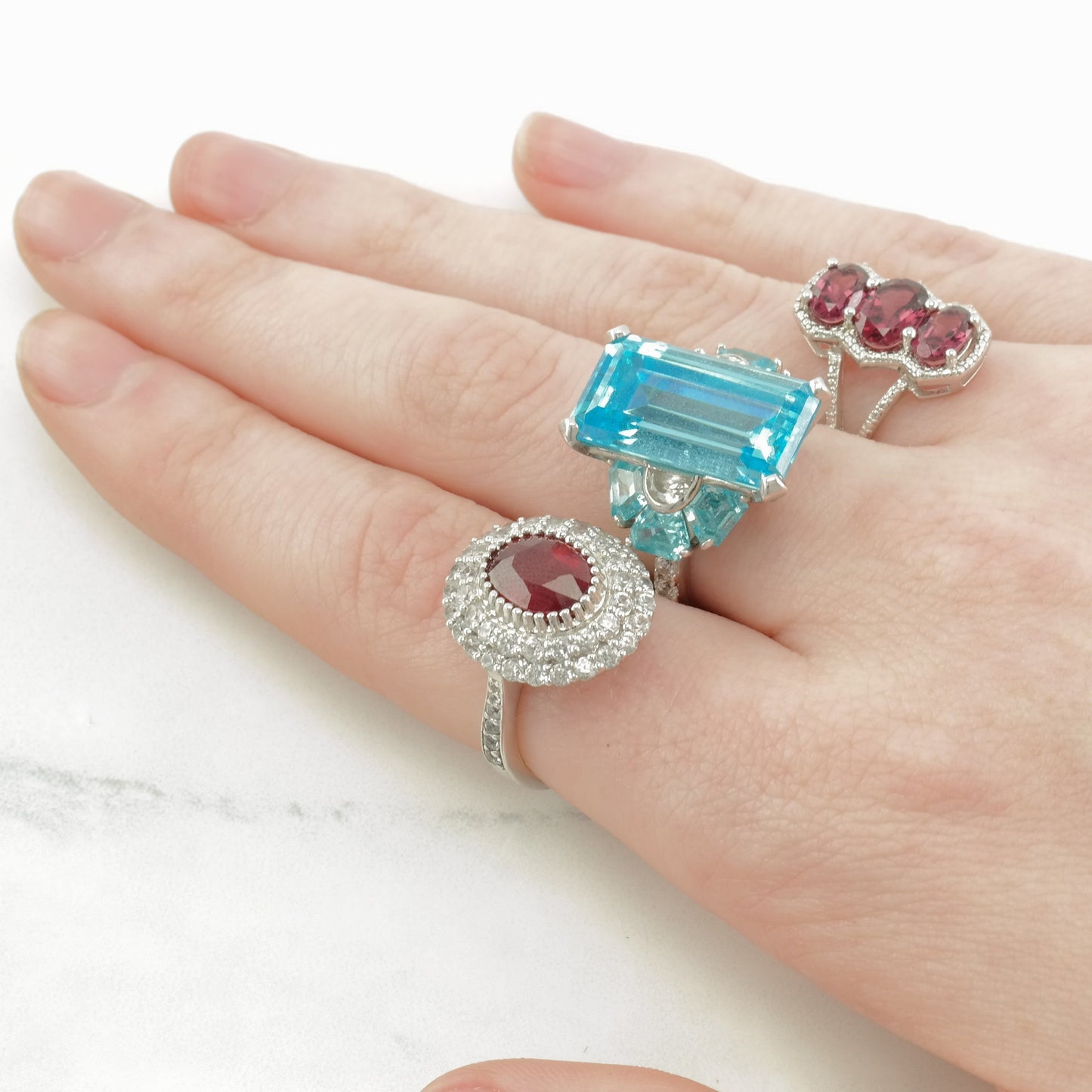 Vintage Sterling Silver Ring Pink Garnet Size 5