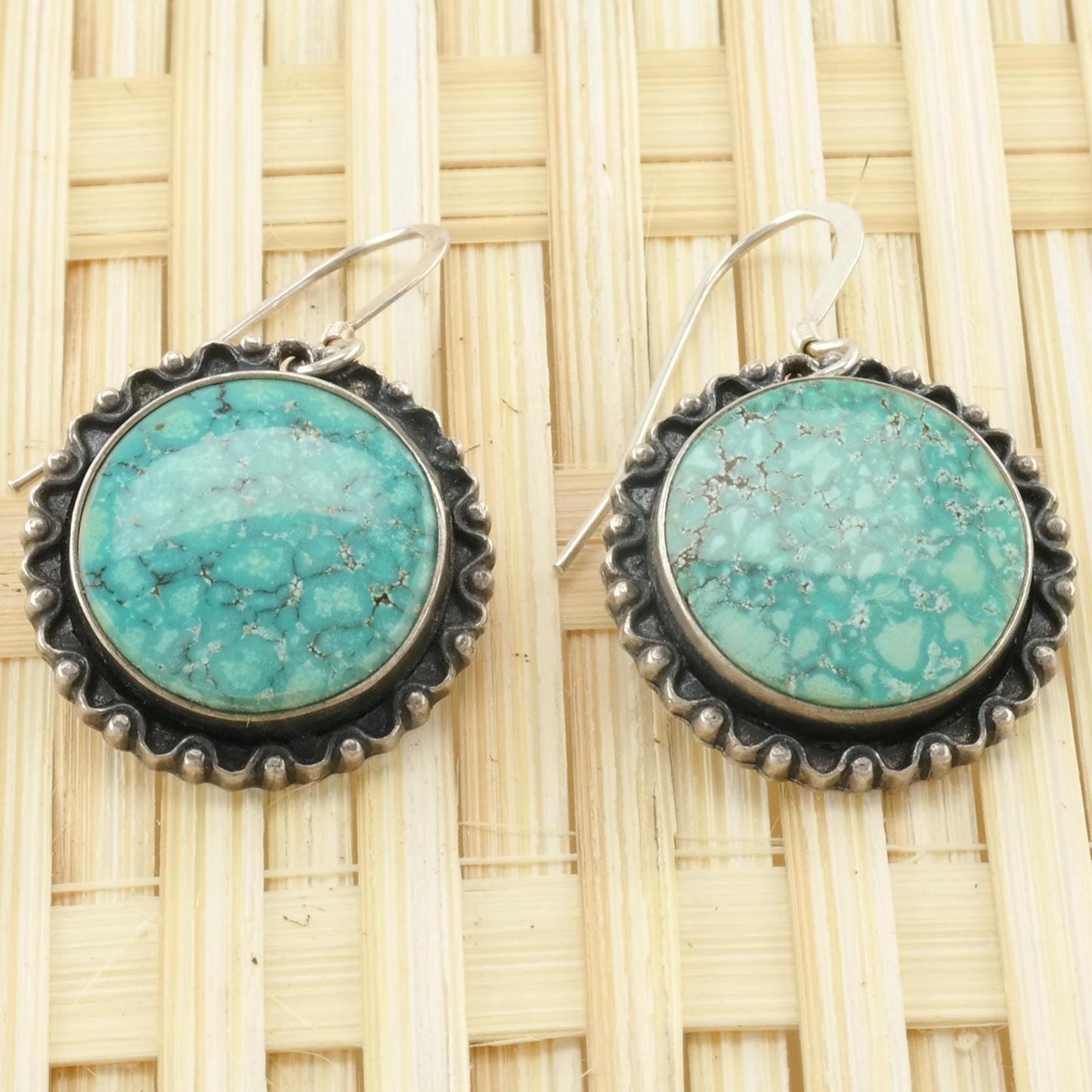 Vintage Native American, Sterling Silver Fish Hook Earrings