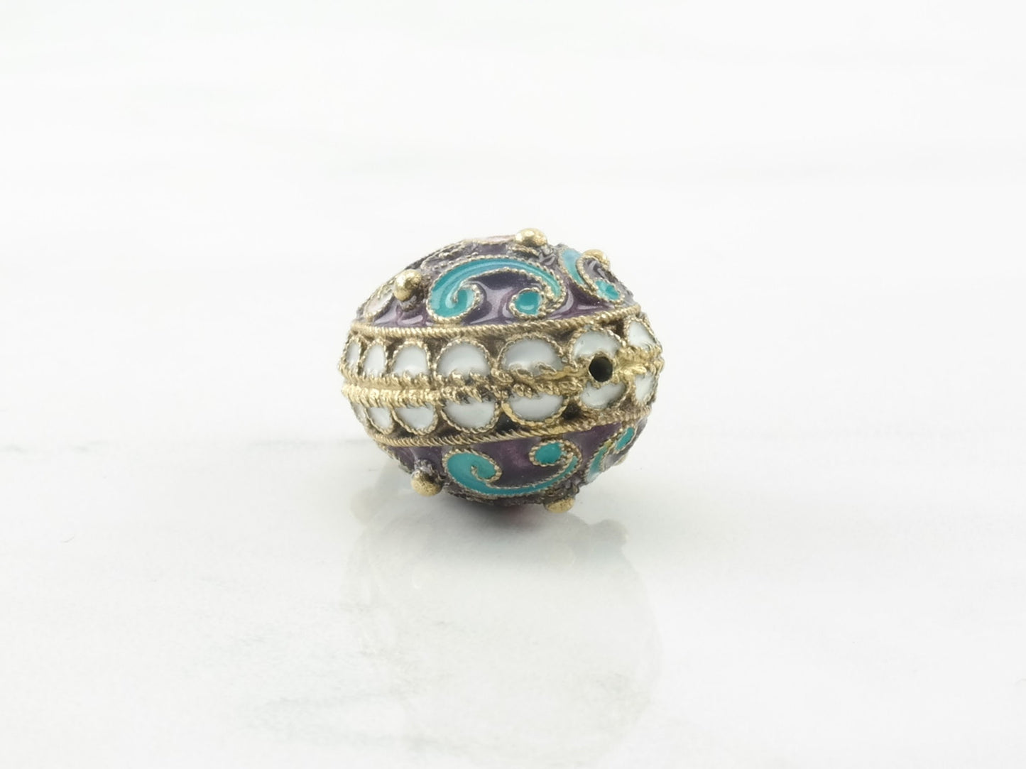Vintage Sterling Silver Enamel Faberge Style Pink Blue White Pendant