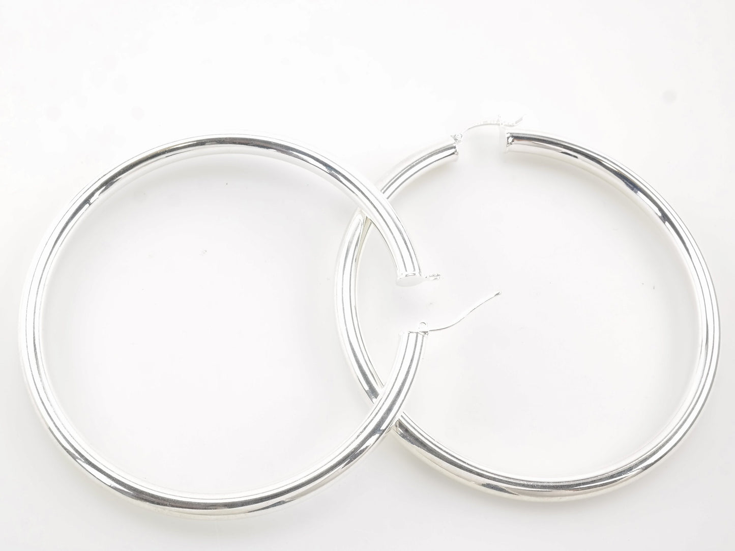 Sterling Silver 5mm Wide Earrings Hoop 2 7/8"