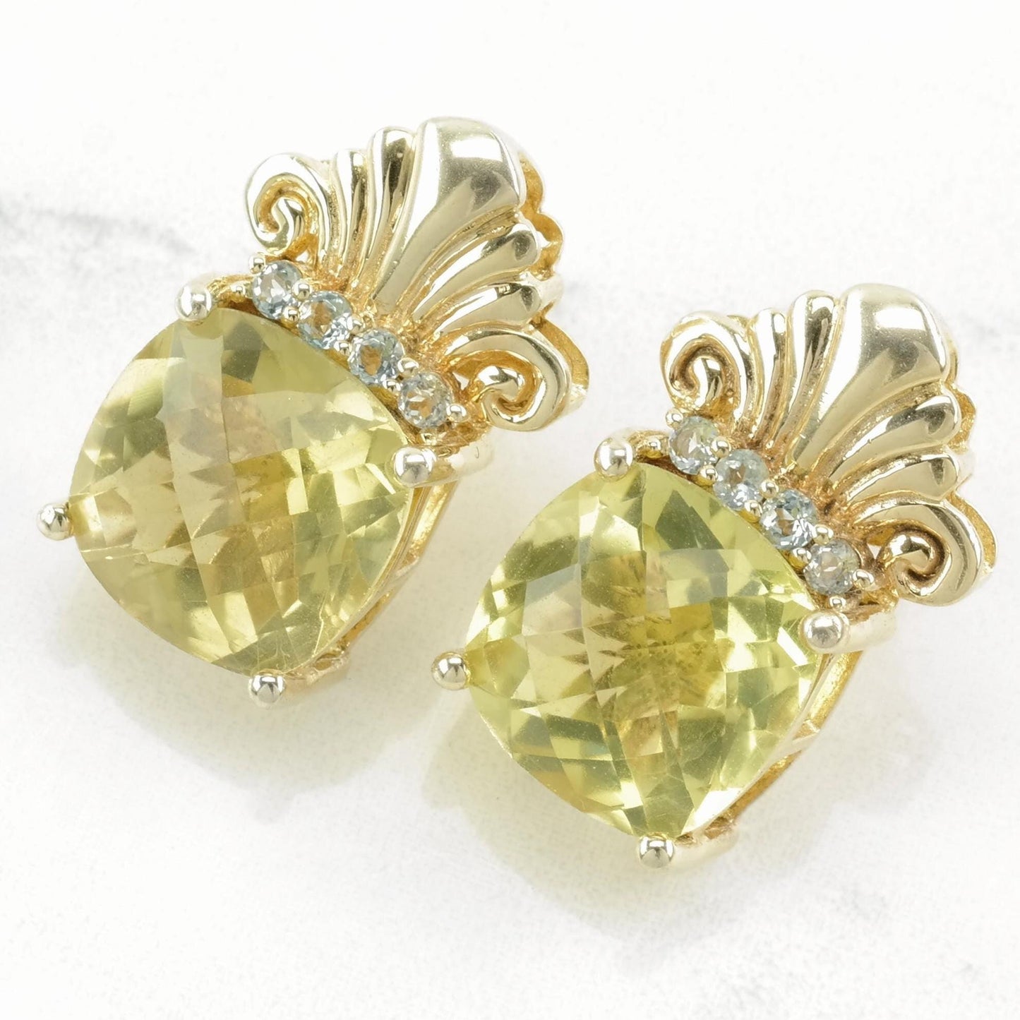 Sevan Sterling Silver Lemon Quartz, Topaz Earrings Stud