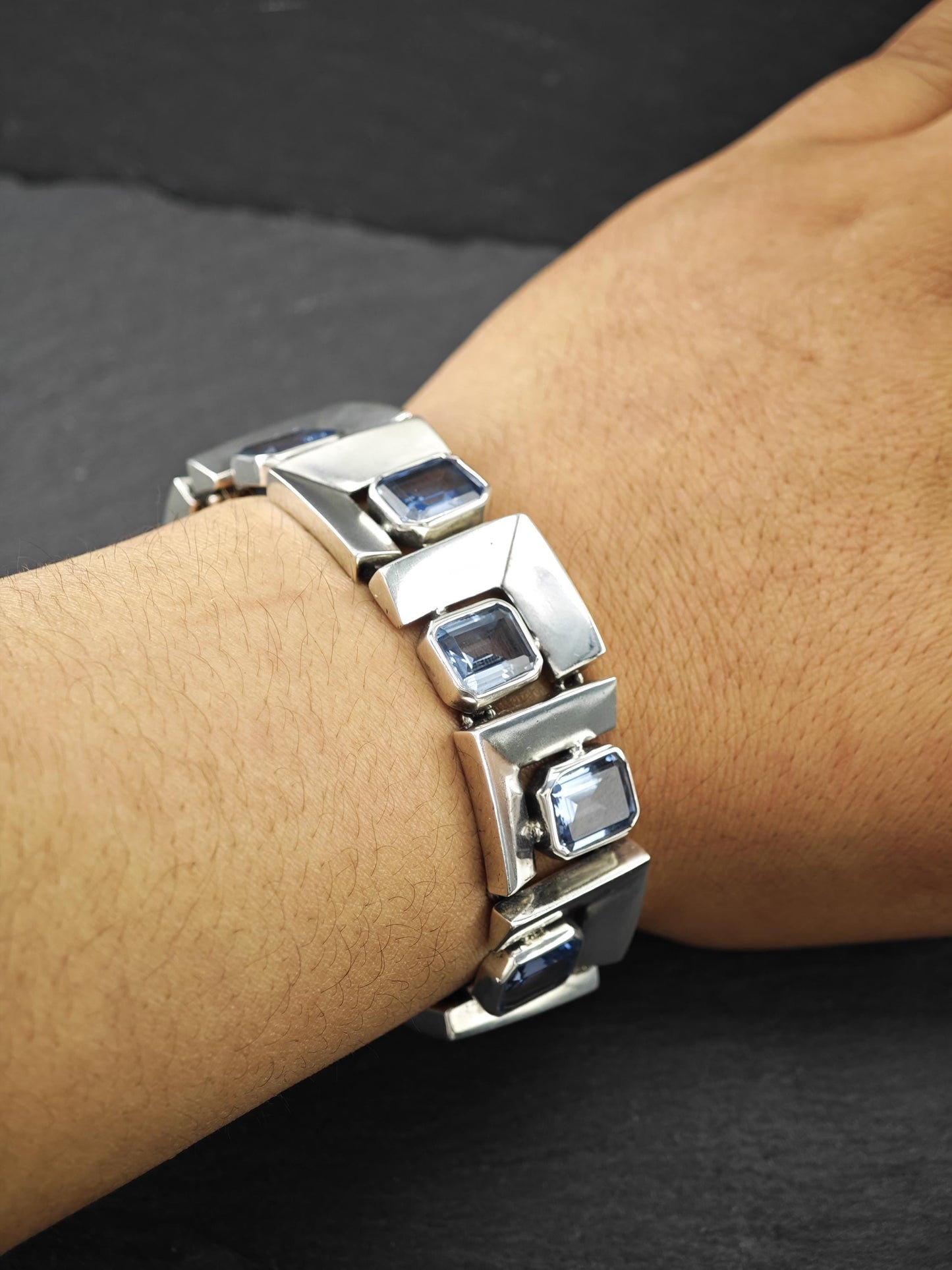 Vintage Antonio Pineda Taxco Bracelet, Brooch Set Sterling Silver