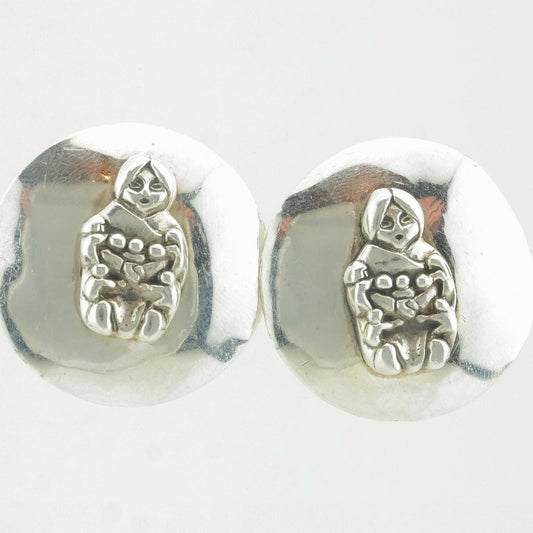 Native American Sterling Silver Fertility Symbol Stud Earrings