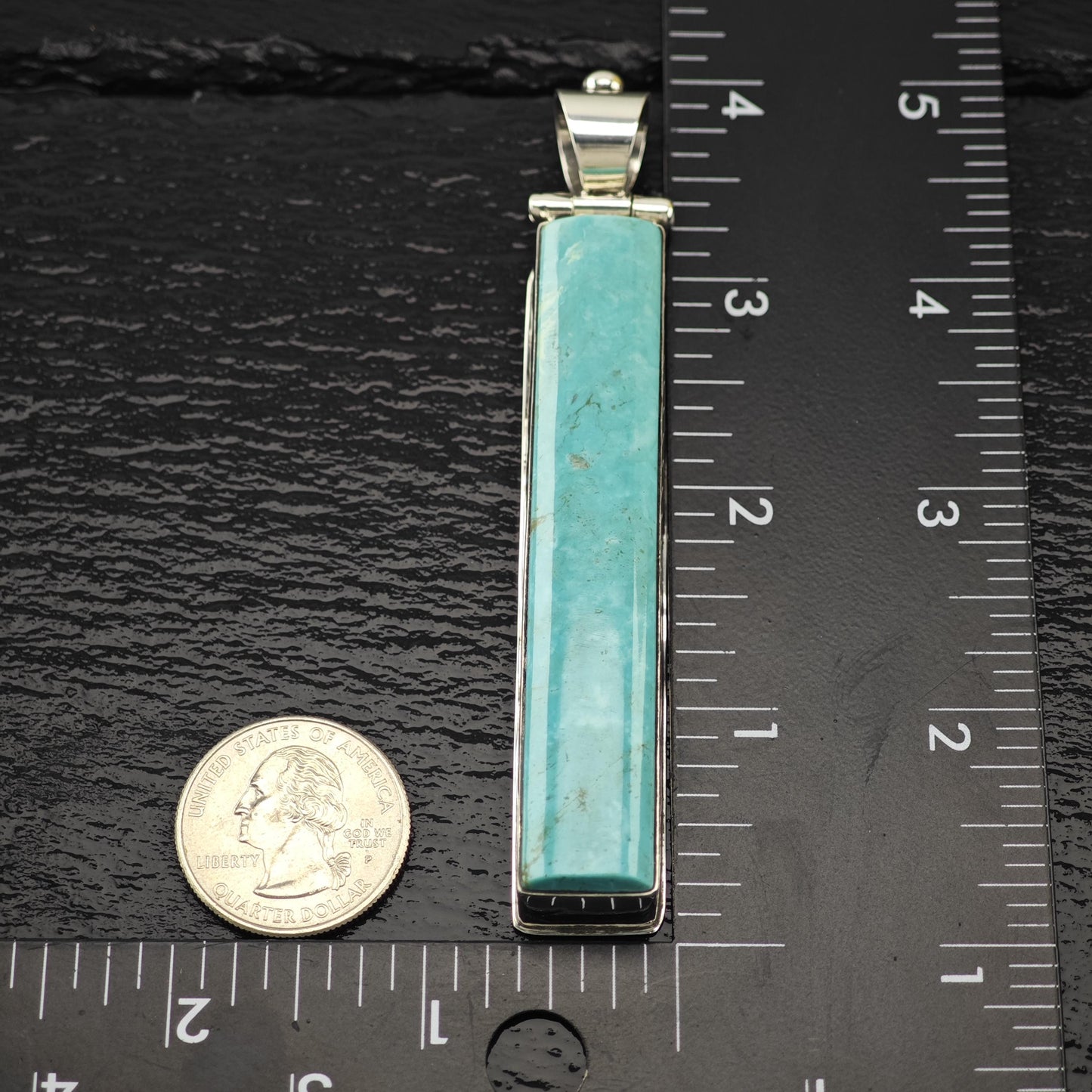 Lg Navajo Turquoise Pendant Sterling Silver by David Troutman P2823
