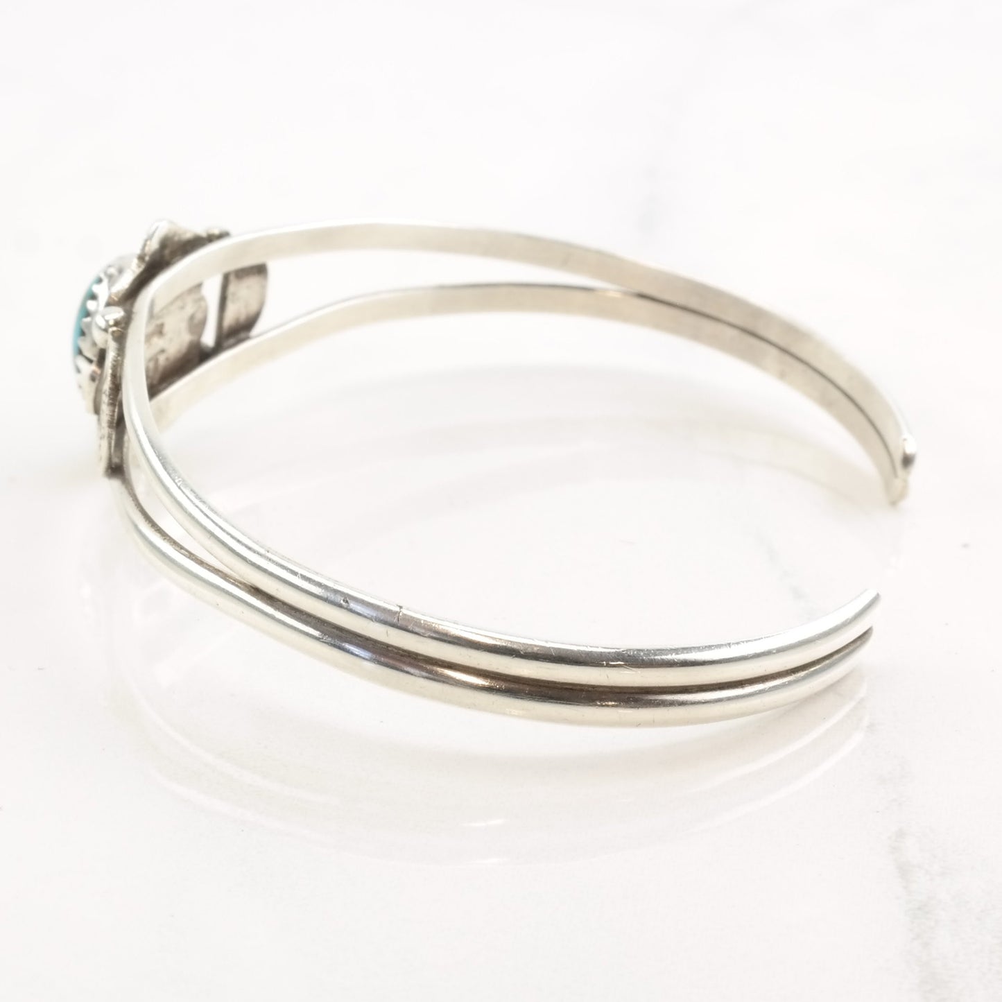 Native American Sterling Silver Cuff Bracelet Turquoise Oval