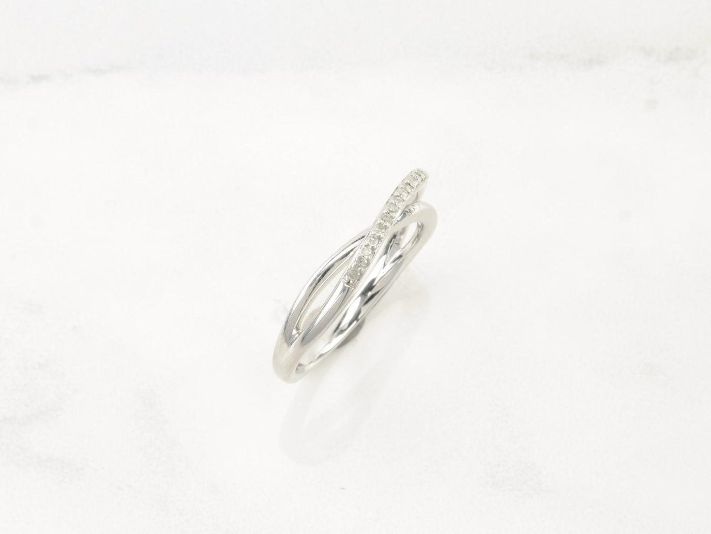 Vintage Pandora Sterling Silver Ring White Diamond Size 6 3/4