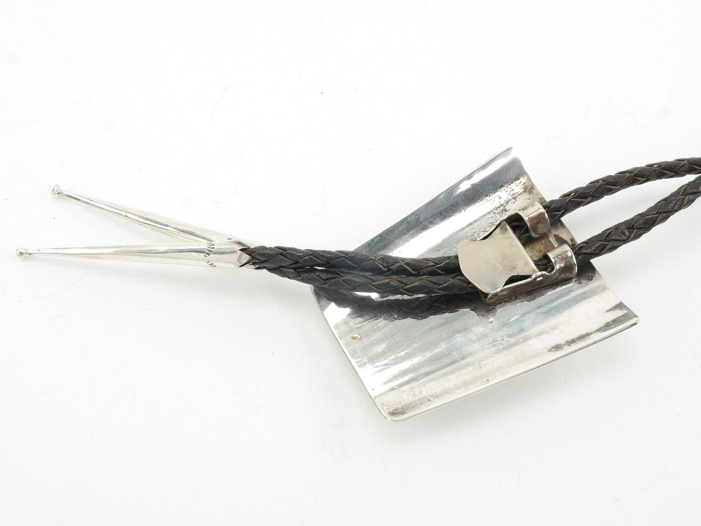 Vintage Native American Sterling Silver Turquoise Blue Gem Bolo Tie