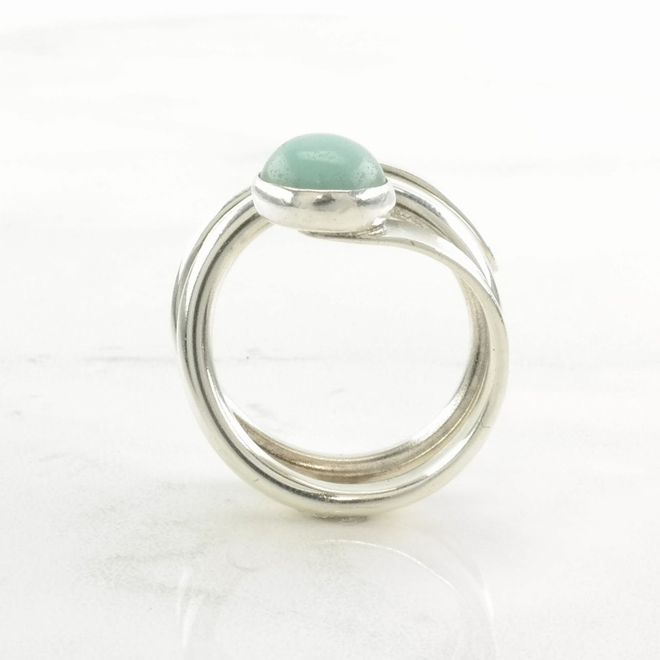 Vintage DDD Sterling Silver Ring Larimar, Modernist Blue Size 6 1/2