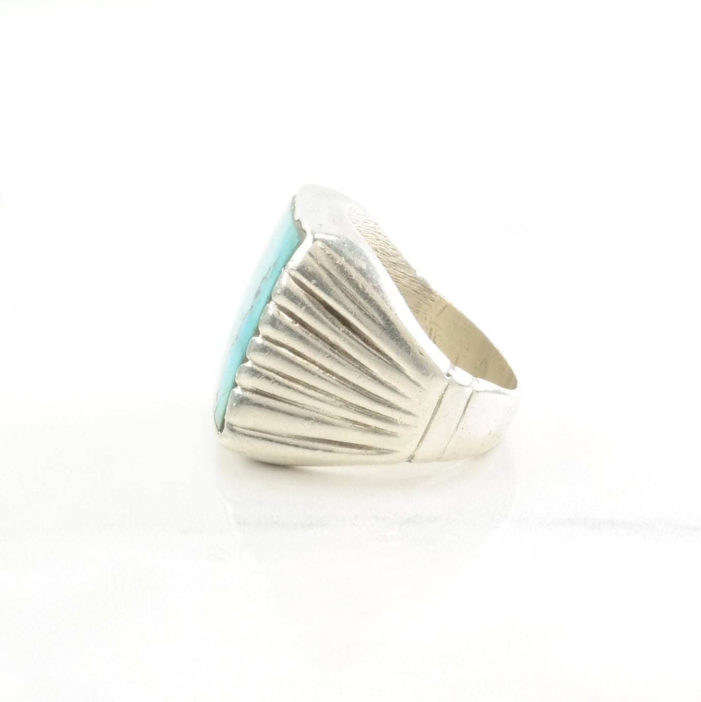 Vintage Sterling Silver Ring Turquoise Rectangular Blue Size 8 3/4
