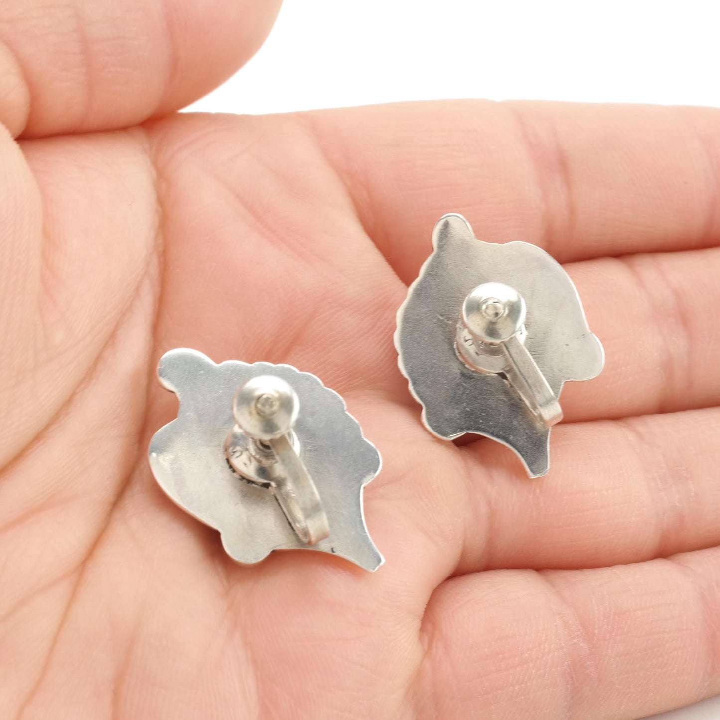 Vintage Taxco Abstract Screw Back Earrings Sterling Silver