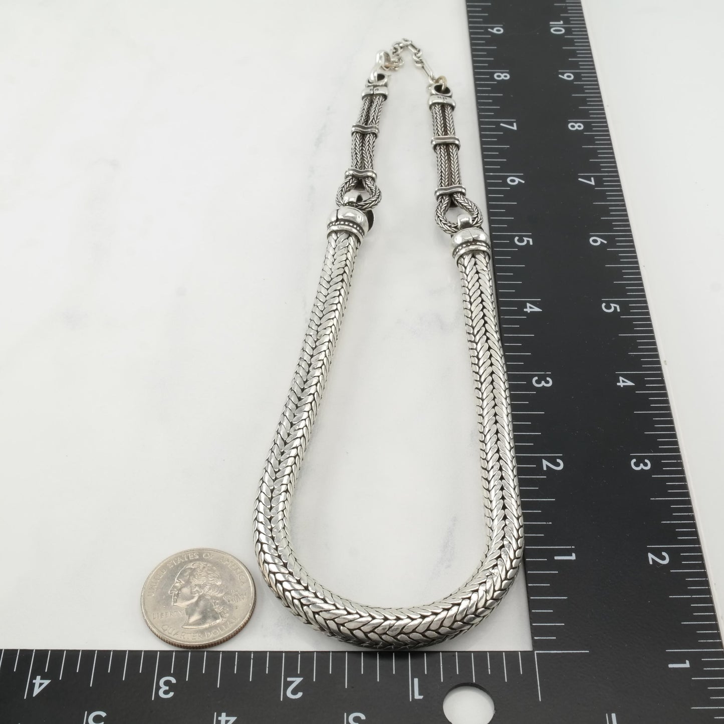 Vintage Rajasthan Floral Sterling Silver 8mm Necklace