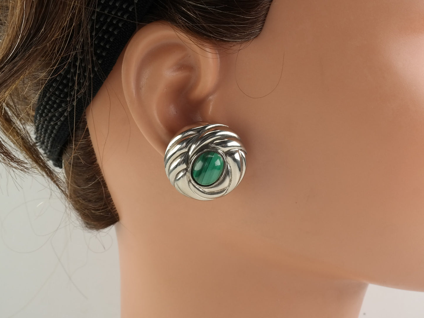 Single Earring Tiffany & Co Sterling Silver Malachite Clip on