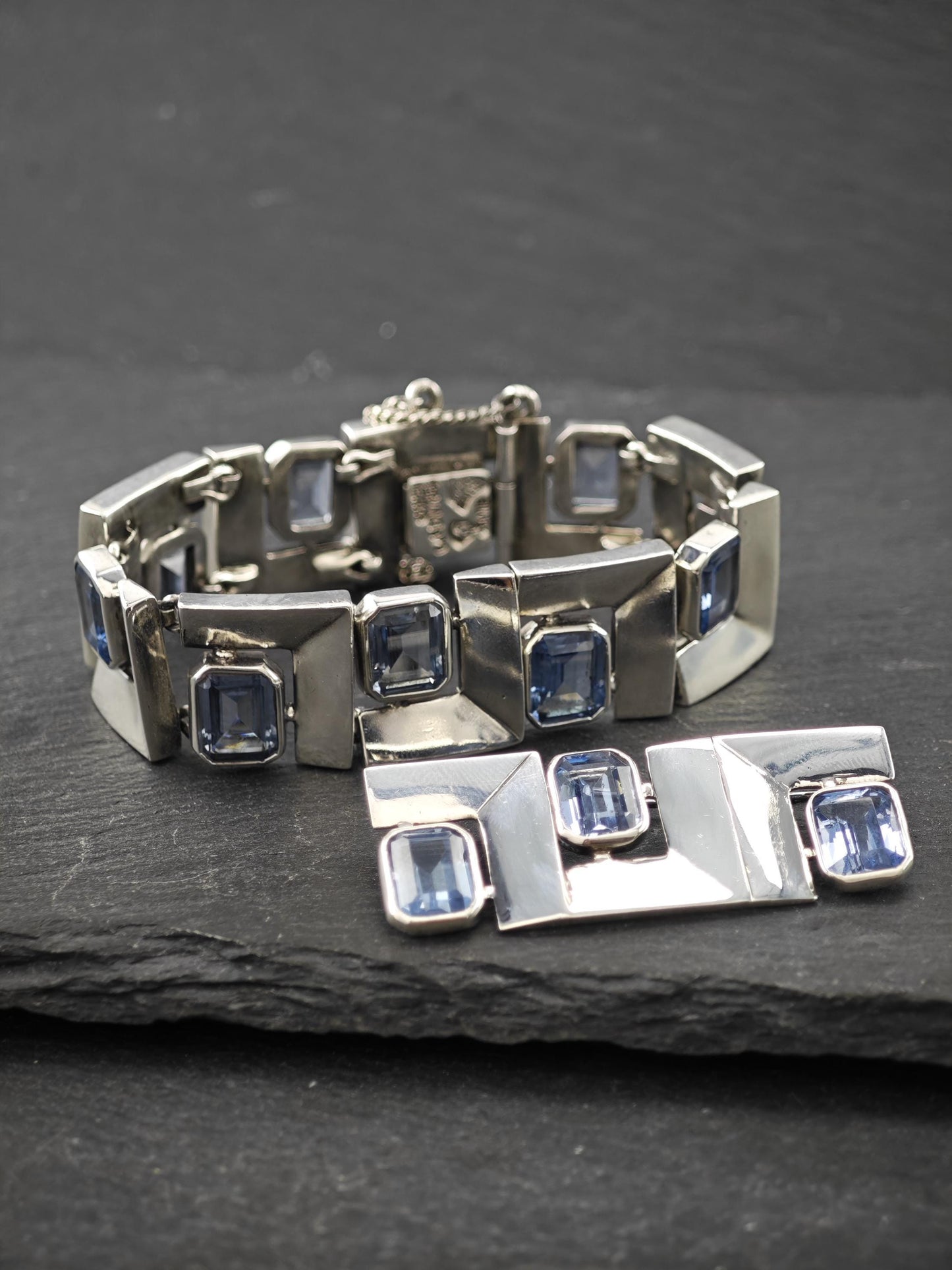 Vintage Antonio Pineda Taxco Bracelet, Brooch Set Sterling Silver