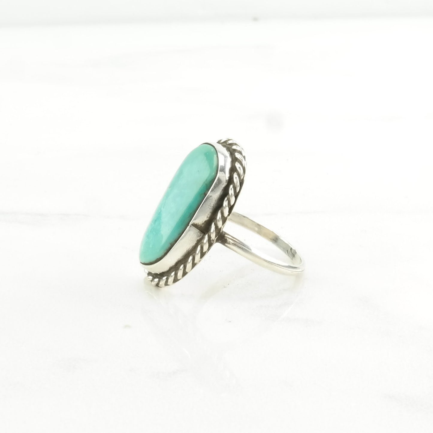 Vintage Sterling Silver Ring Turquoise Light Blue Size 6