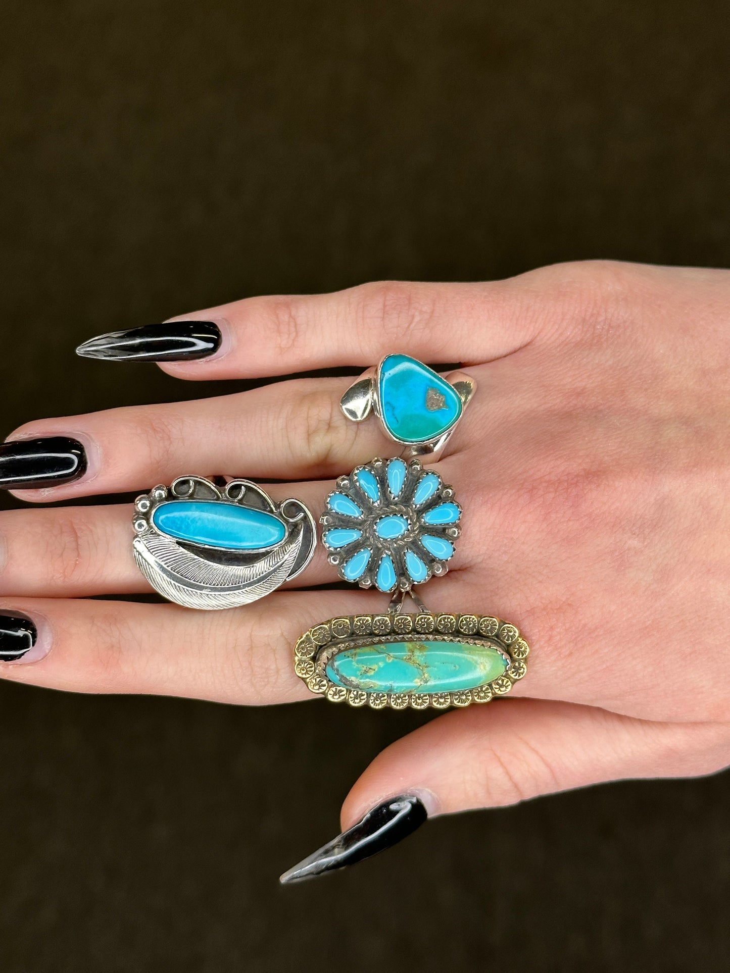 Vintage Southwest Silver Ring Turquoise Size 5