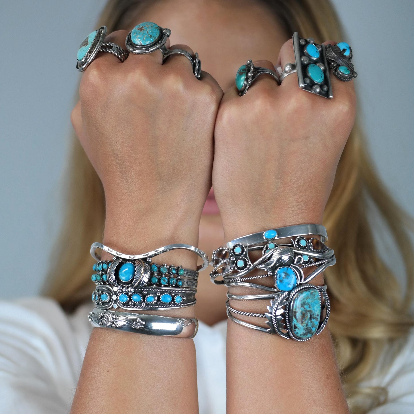 Vintage Southwest, Natural Turquoise Cuff Bracelet Sterling Silver