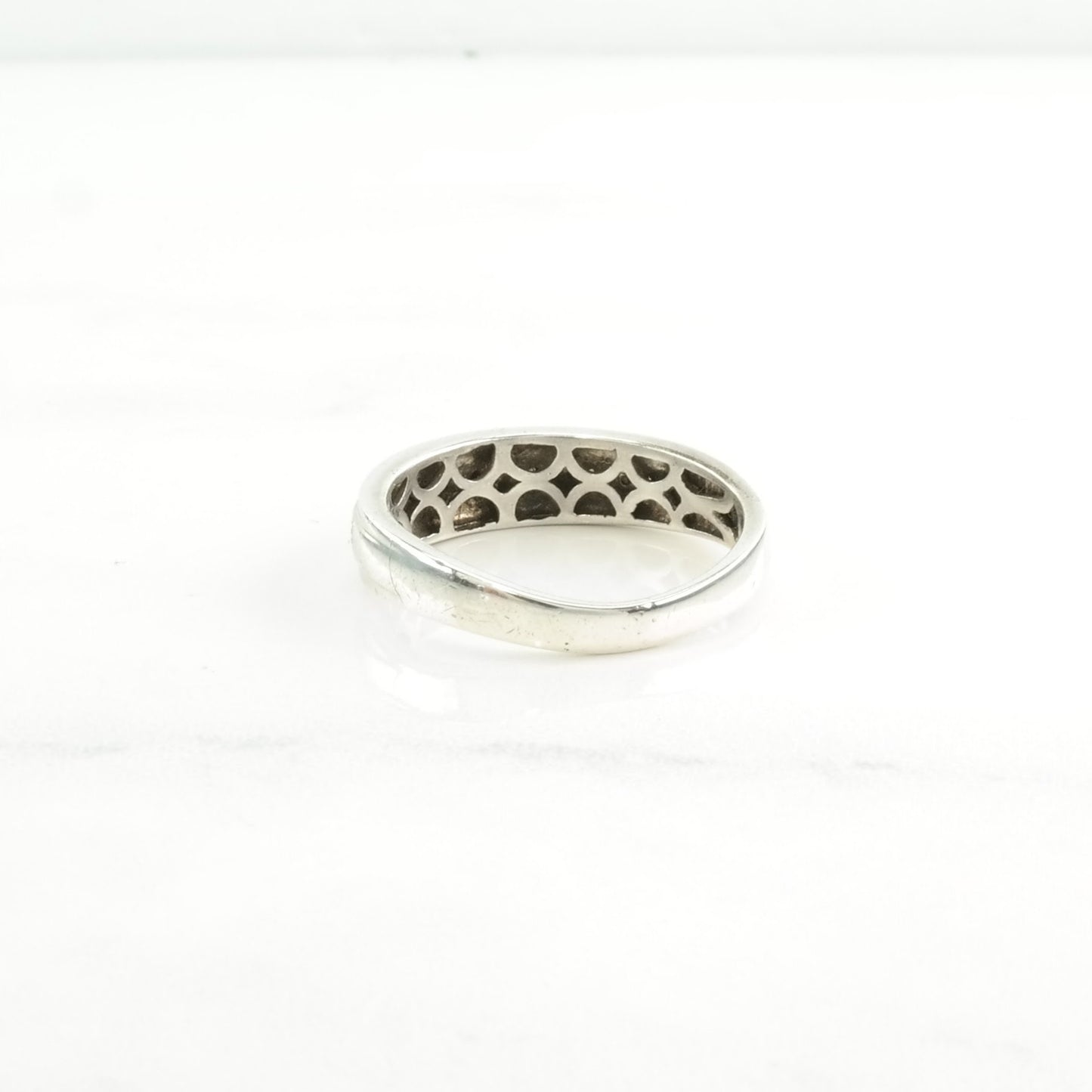 Vintage Sterling Silver Ring Diamond Band Size 10