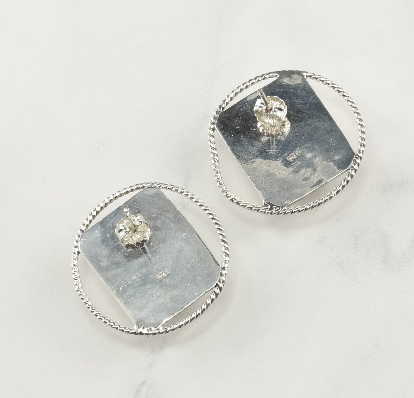 Modernist Fused Glass Sterling Silver Earrings