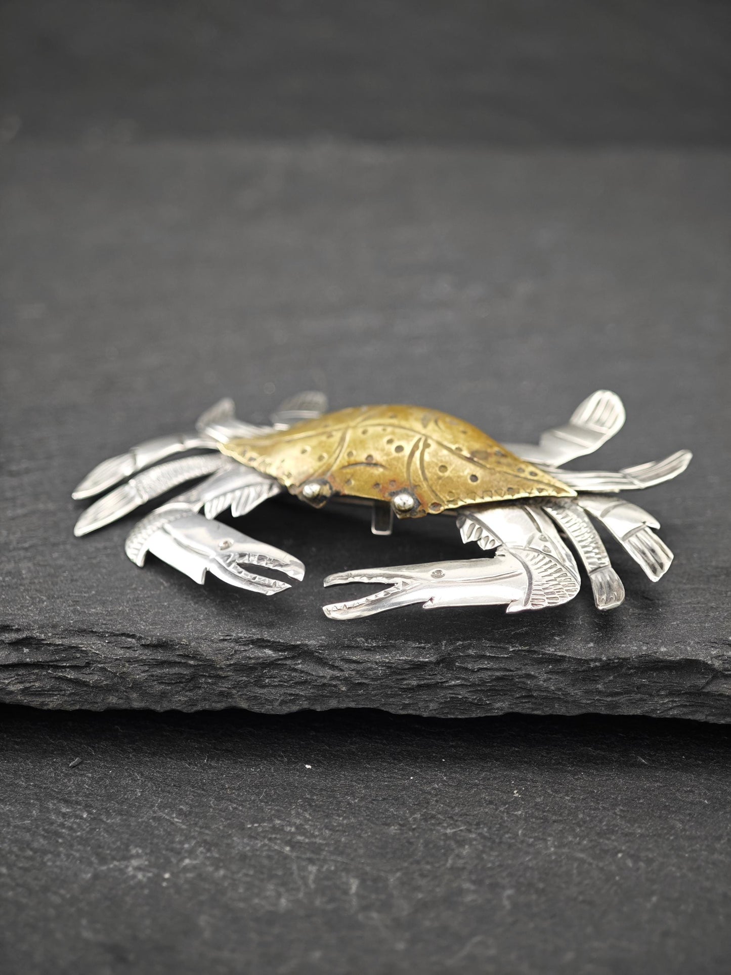 Studio Brass, Gold Tone Crab Brooch/Pendant Sterling Silver