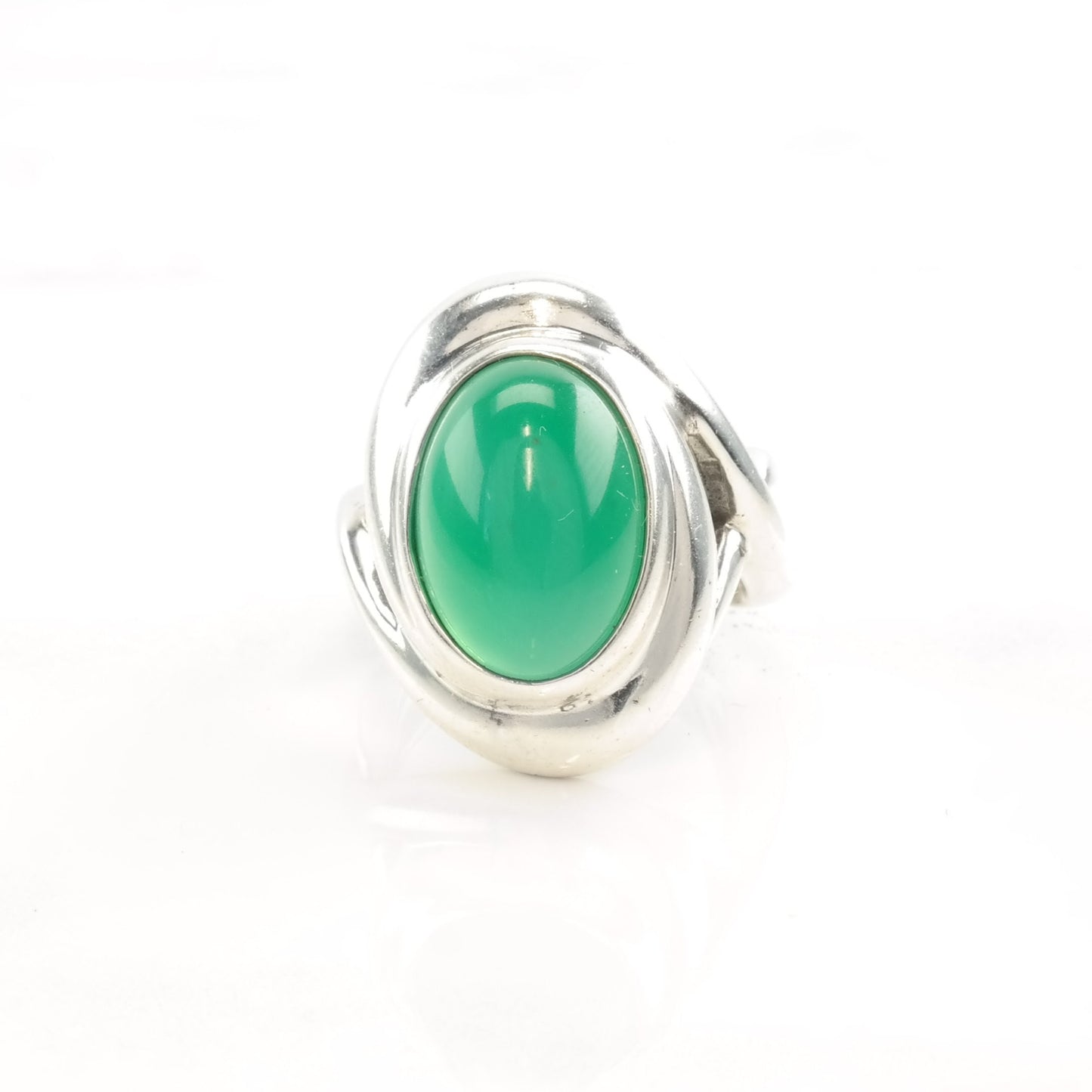 Vintage Carolyn Pollack Modernist Silver Ring Onyx Size 5 1/4