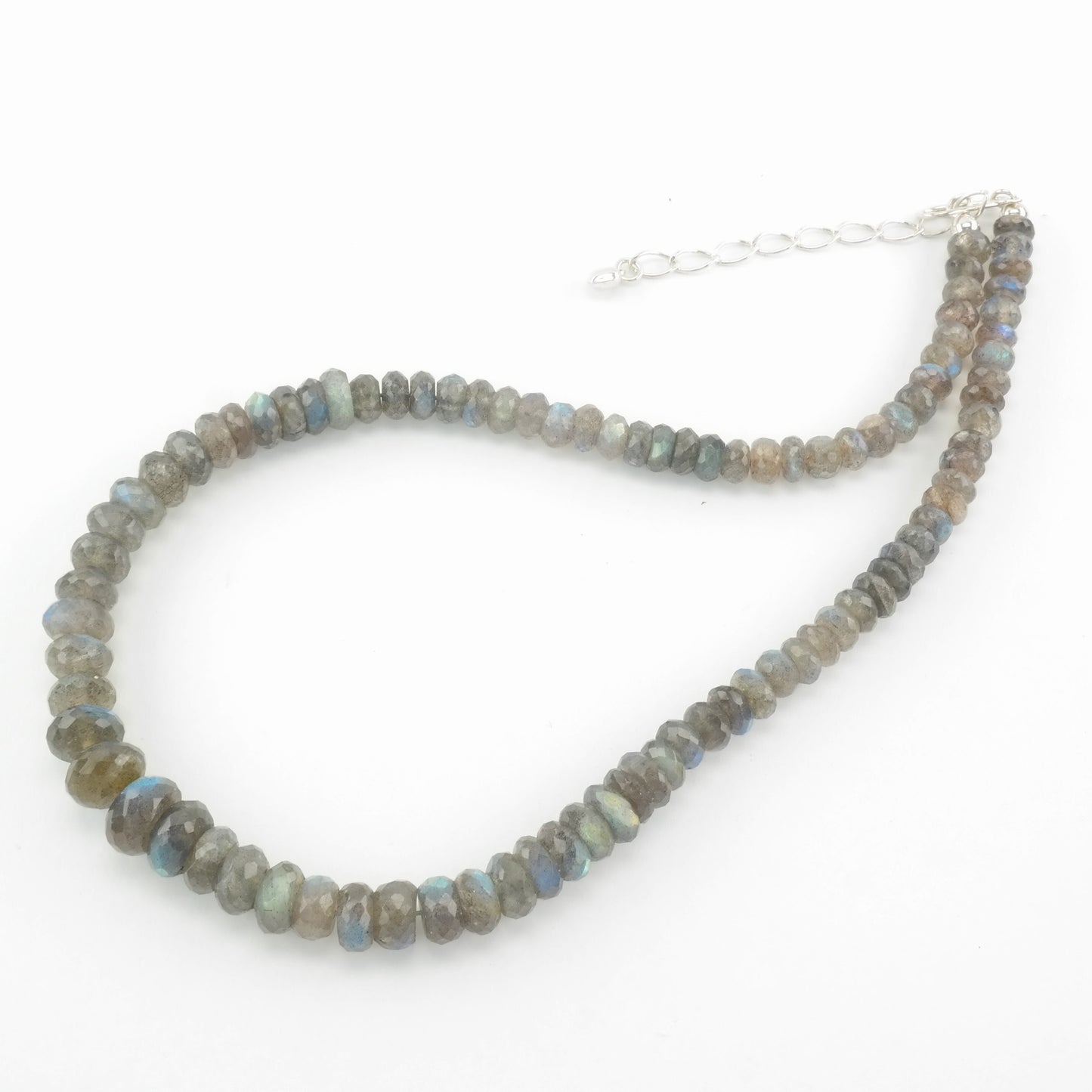 Vintage DTR Sterling Silver Iridescent Labradorite Faceted Necklace