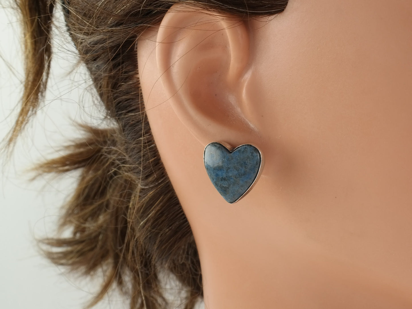 Southwest Sterling Silver Lapis lazuli Heart Earrings Stud