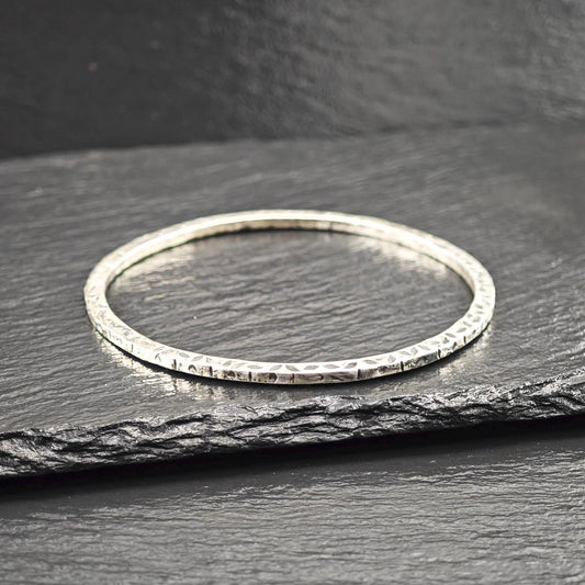 Stackable Foreign Brutalist, Bangle Bracelet Sterling Silver