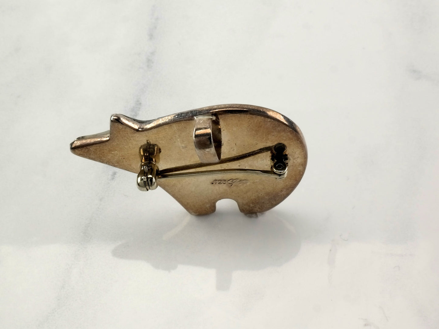 Vintage Bear Gemstone Inlay Sterling Silver Pendant Carolyn Pollack