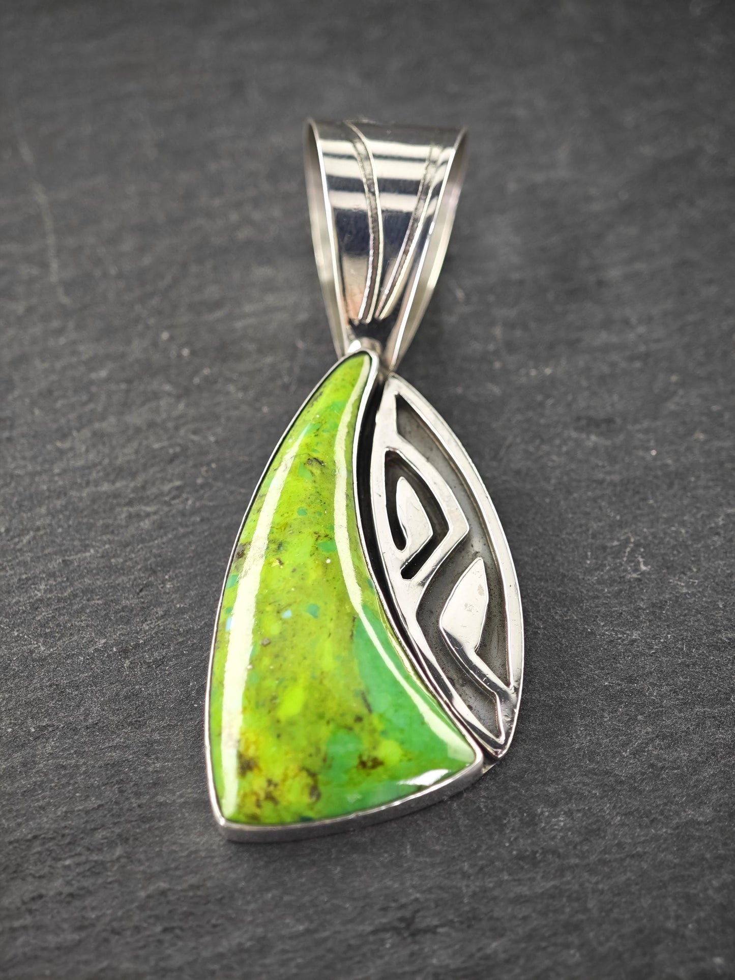 DTR Green Dyed Turquoise Pendant, Sterling Silver