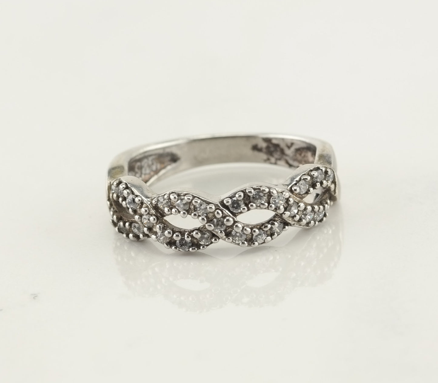 Vintage Sterling Silver Cubic Zirconia Ring Size 6 1/2