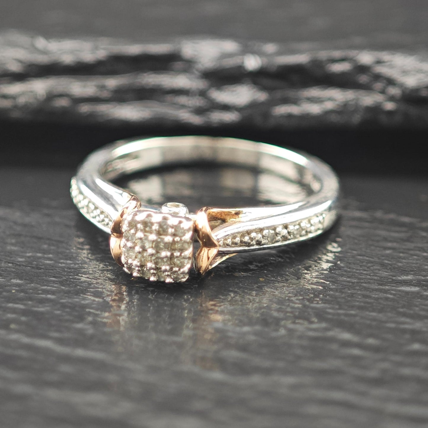 Diamond 10K Gold Accent Ring Sterling Silver