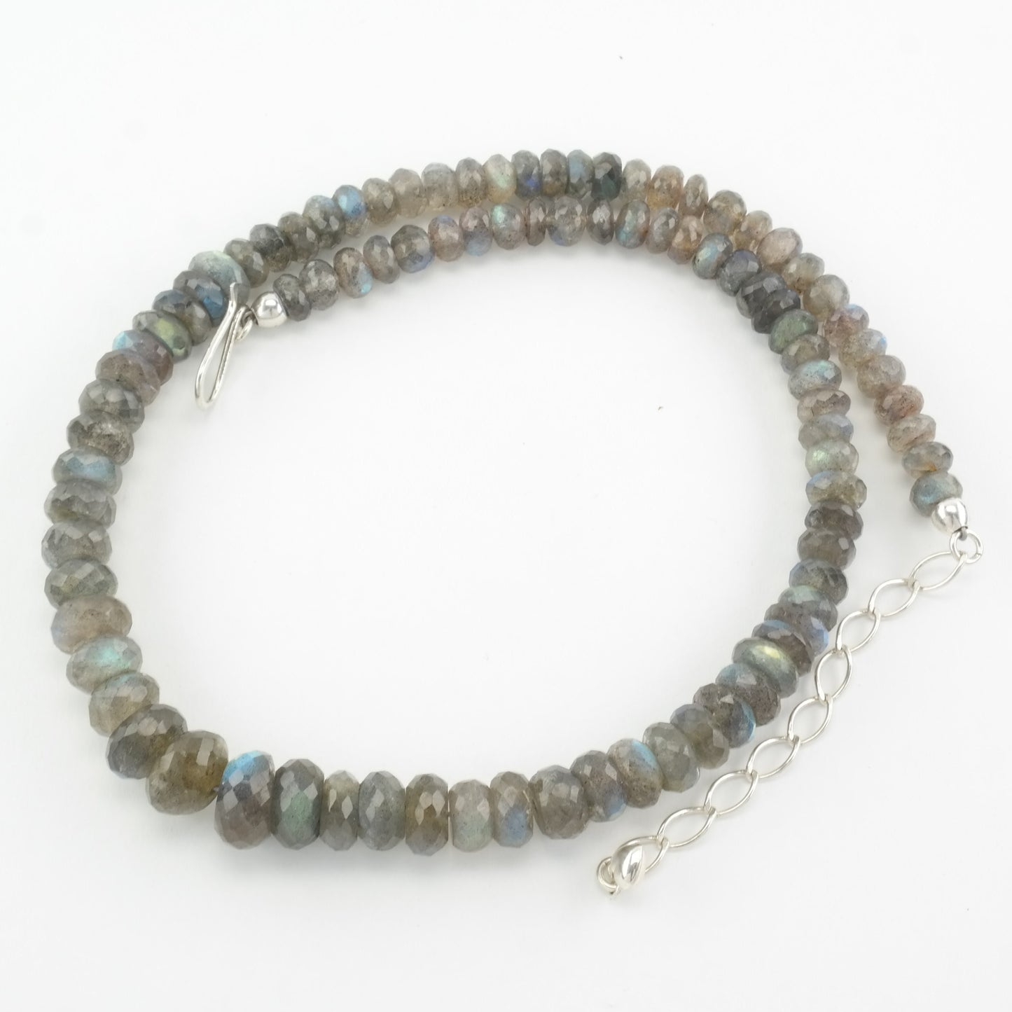 Vintage DTR Sterling Silver Iridescent Labradorite Faceted Necklace