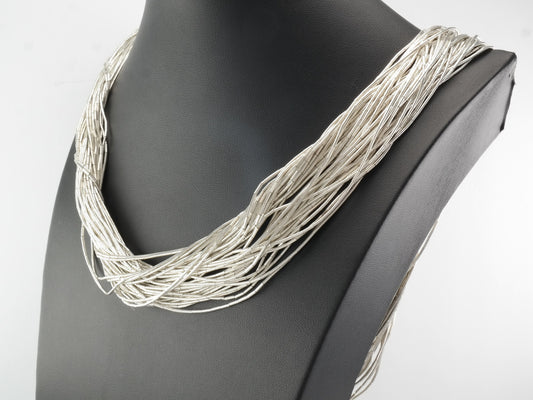 Vintage Native American Sterling Silver Huge Liquid Silver, 50 strand 34" Necklace