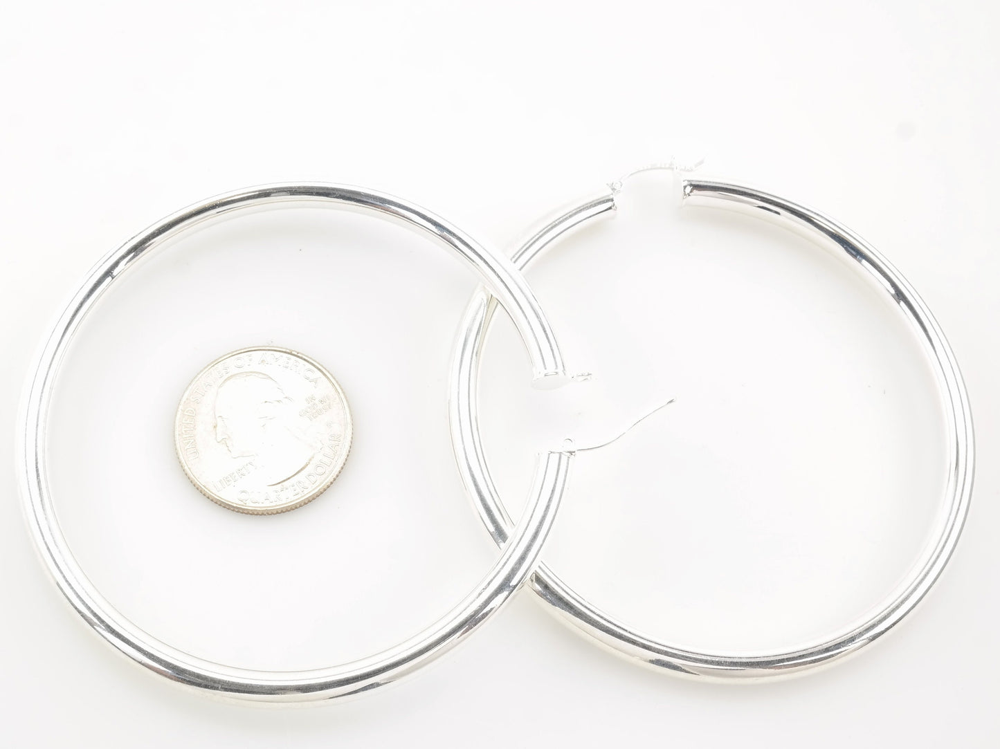 Sterling Silver 5mm Wide Earrings Hoop 2 7/8" ER2188